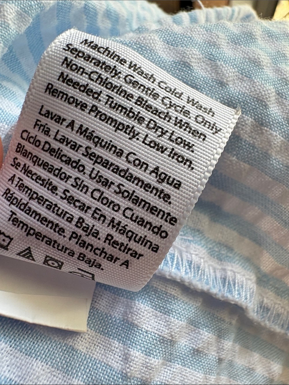 Time & Tru Light Blue Seersucker Tiered Dress - Picture 7 of 10